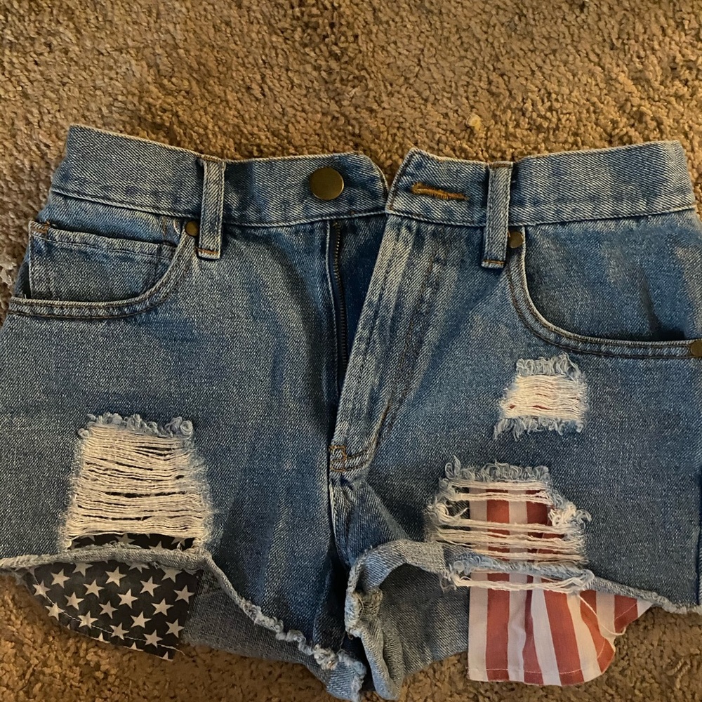 Forever 21 jean shorts American flag pockets